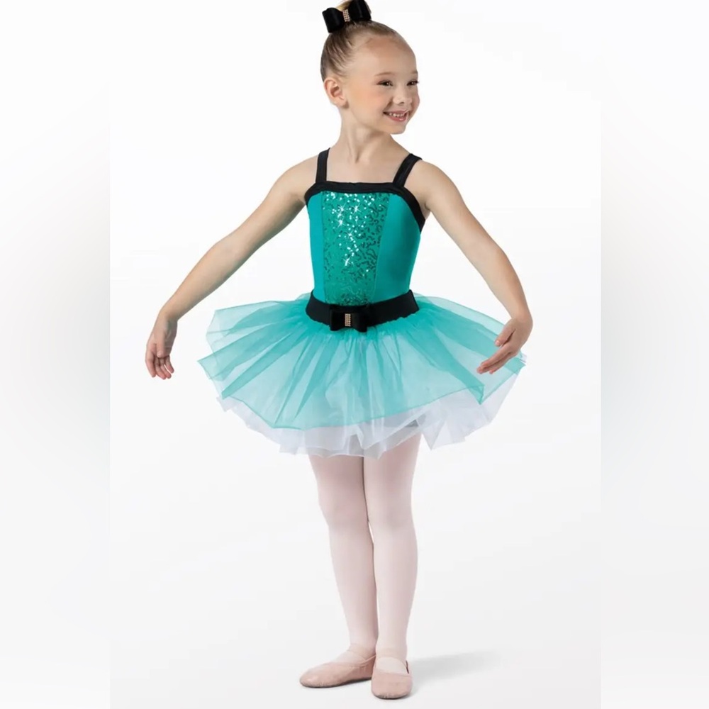 4 Piece Kids Teal and Black Tutu Costume and Tap